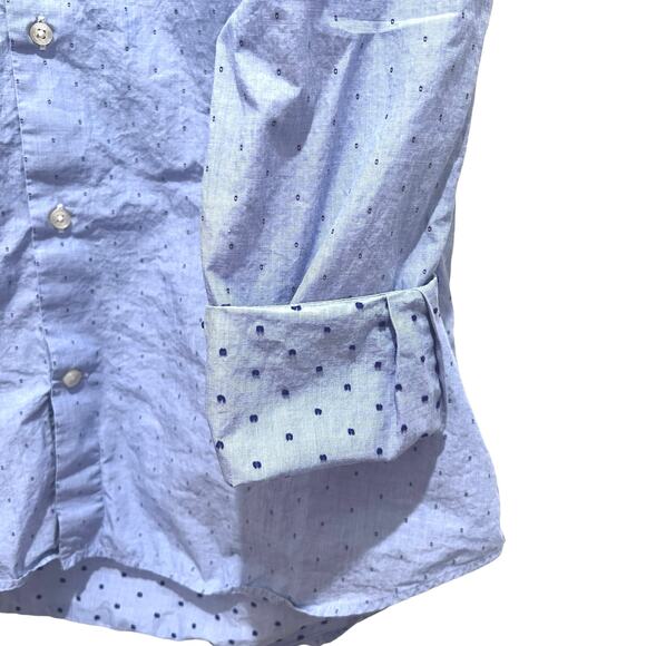 MASSIMO DUTTI Men's Long Sleeve Button Down Shirt Medium 16.5" Blue Flip Cuffs - Picture 5 of 8